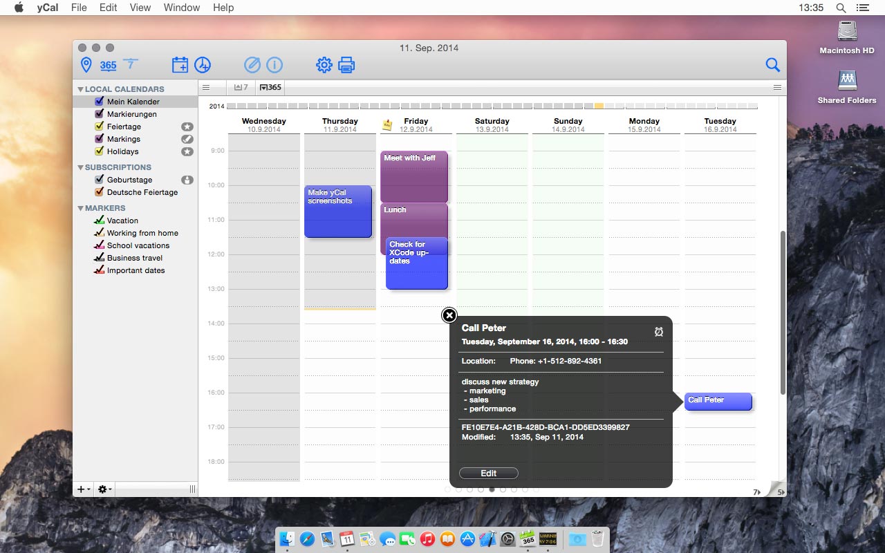 yCal 1.6 Mac 破解版 高颜值强大的日历工具